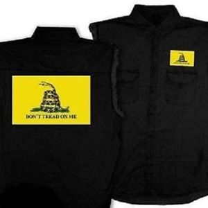 Sleeveless Denim Biker Shirt Don't Tread On Me USA